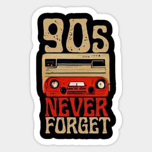 90s Never Forget, Retro Cassette Sticker